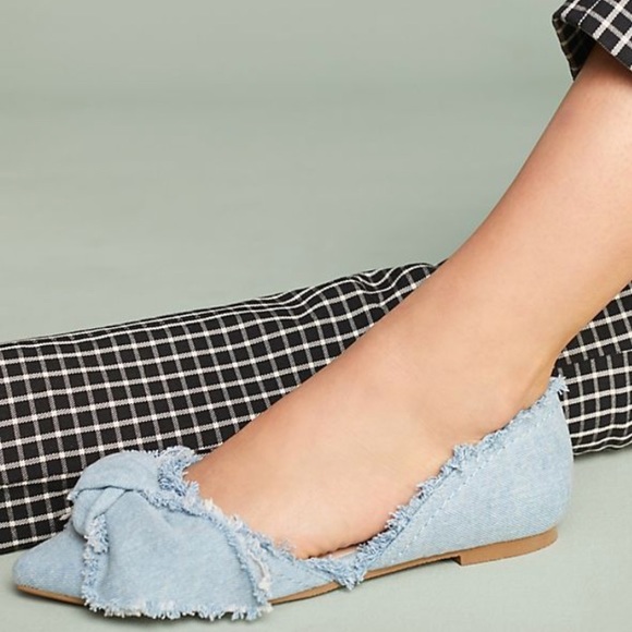 Anthropologie Shoes - 🆕NIB RARE Seychelles bow tie flats - denim flats